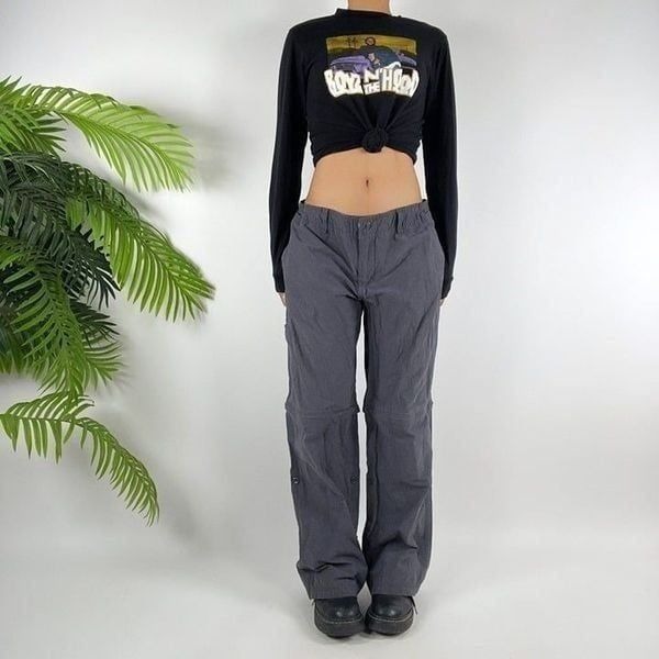 Women's Vintage Gray Indie Low Rise Gorpcore Convertible Cargo Pants / Large
