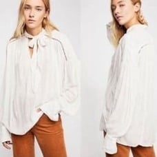 FREE PEOPLE | NEW Wishful Moments Ivory Tie Neck Embroidered Top Women’s Size M