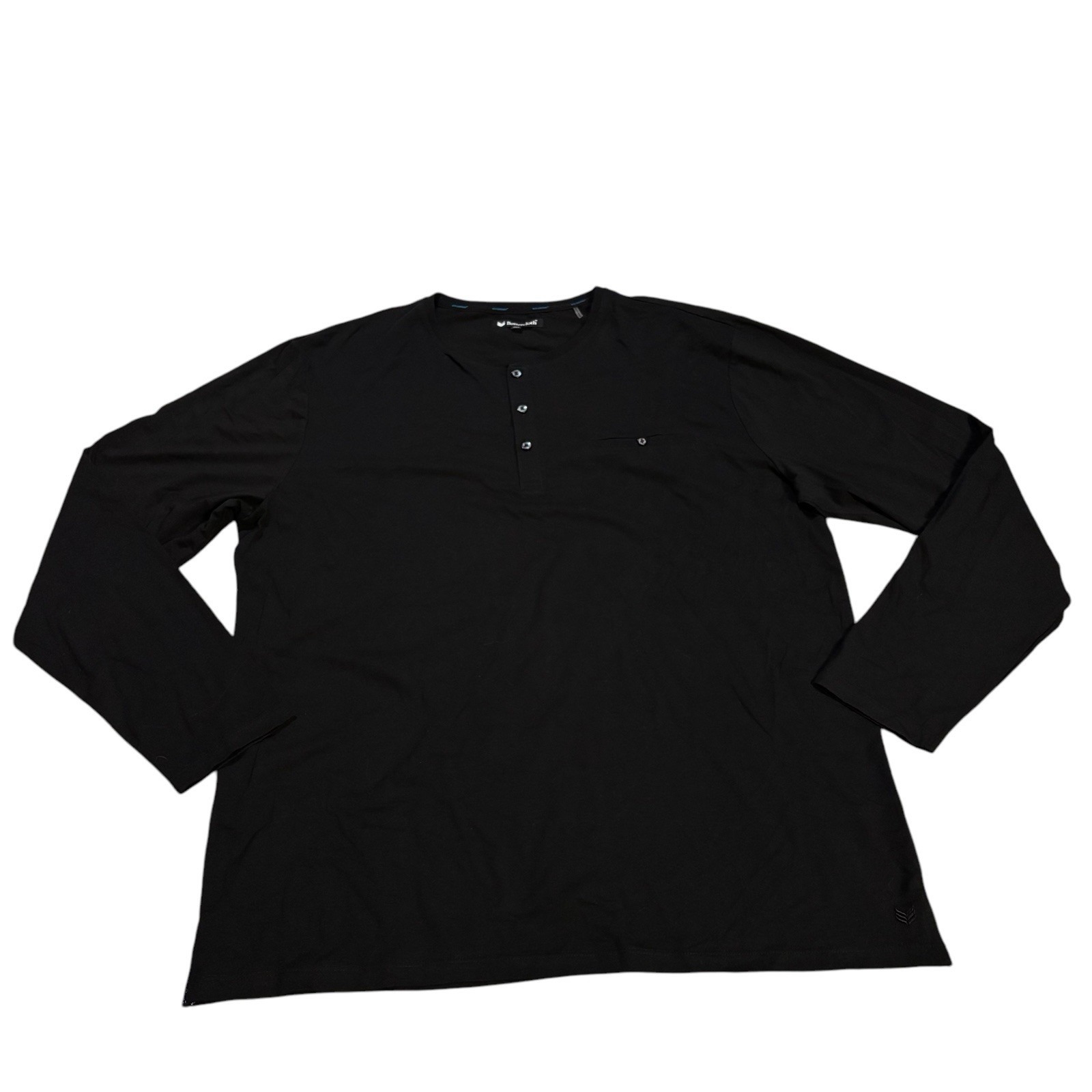 Buttercloth Black Icy Cotton Long Sleeve Henley Mens XXL Casual Summer Designer