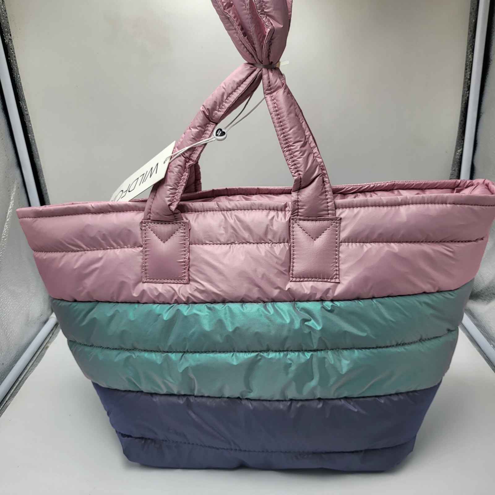 WILDFOX NWT colorblock quilted zip top tote