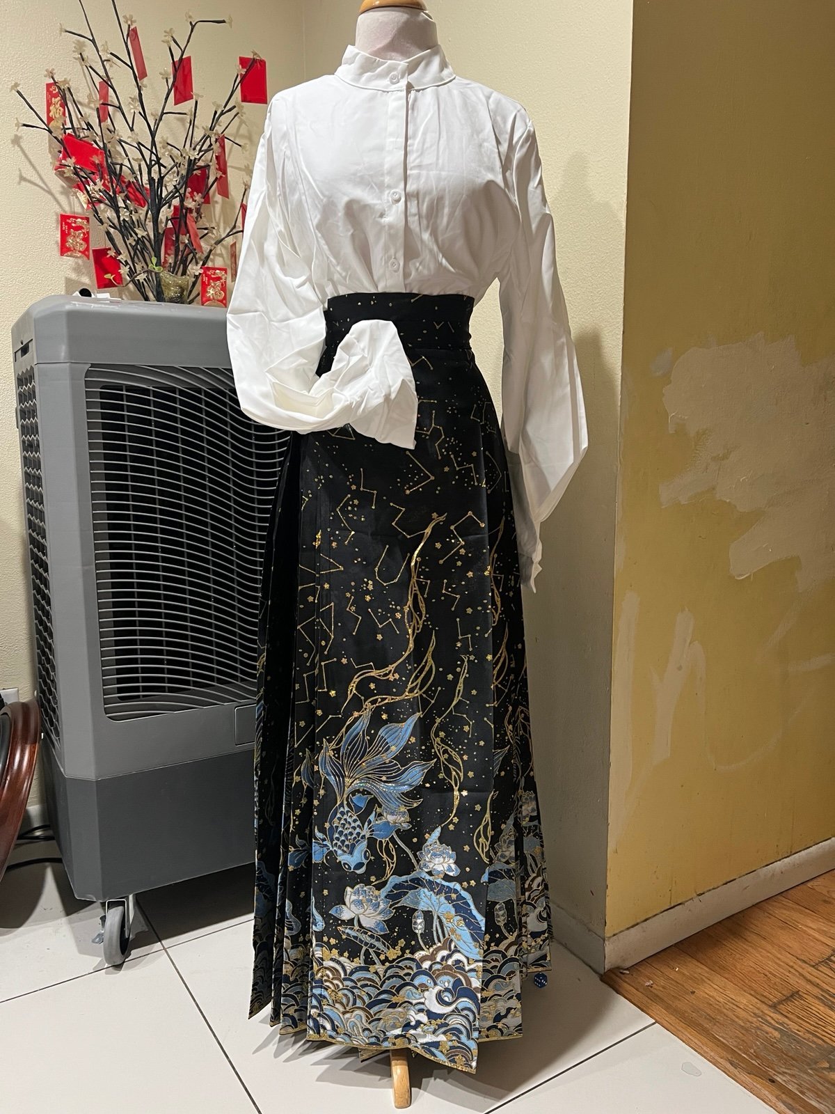 2PC chinese style dress suit，hanfu，horse-face skirt
