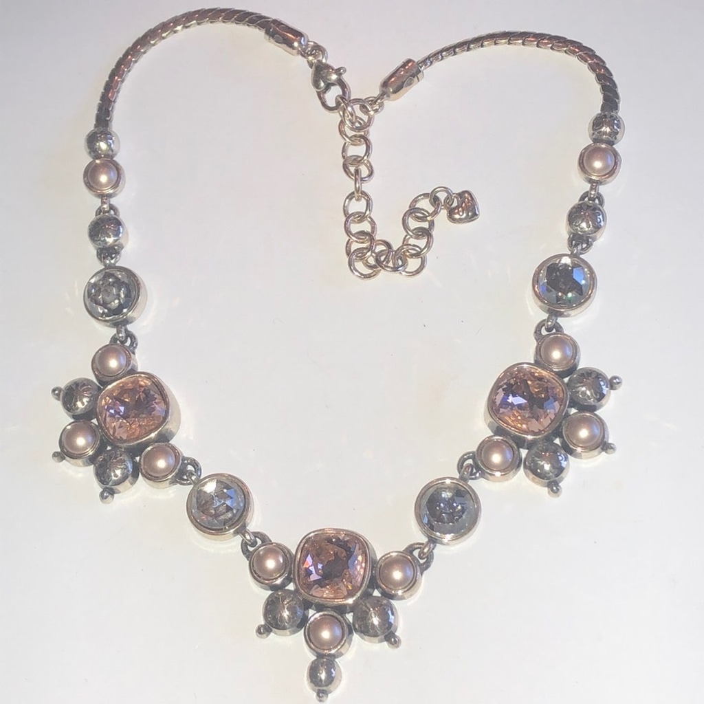 Brighton Selene Pink Swarovski Crystal Chunky Boho Statement Necklace