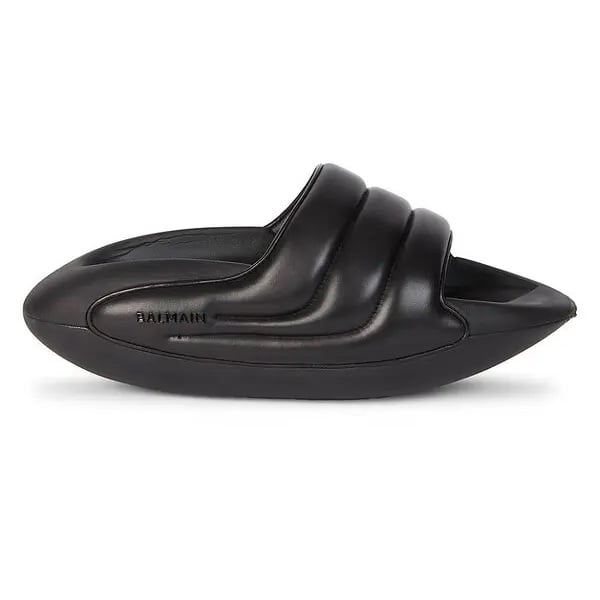 Balmain B It Quilted Leather Slides Sandals 46/13 NWB