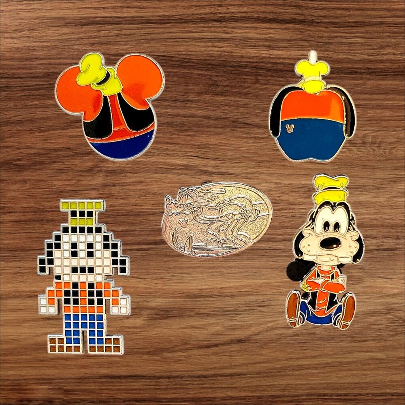 5 Goofy Disney Parks Trading Pins, Plus 2 Bonus Pins