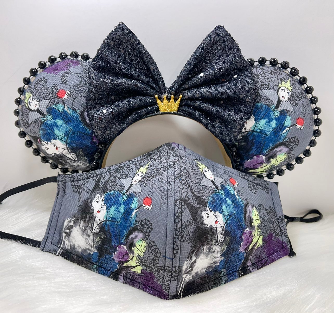 Disney Villians rare print ears mask set