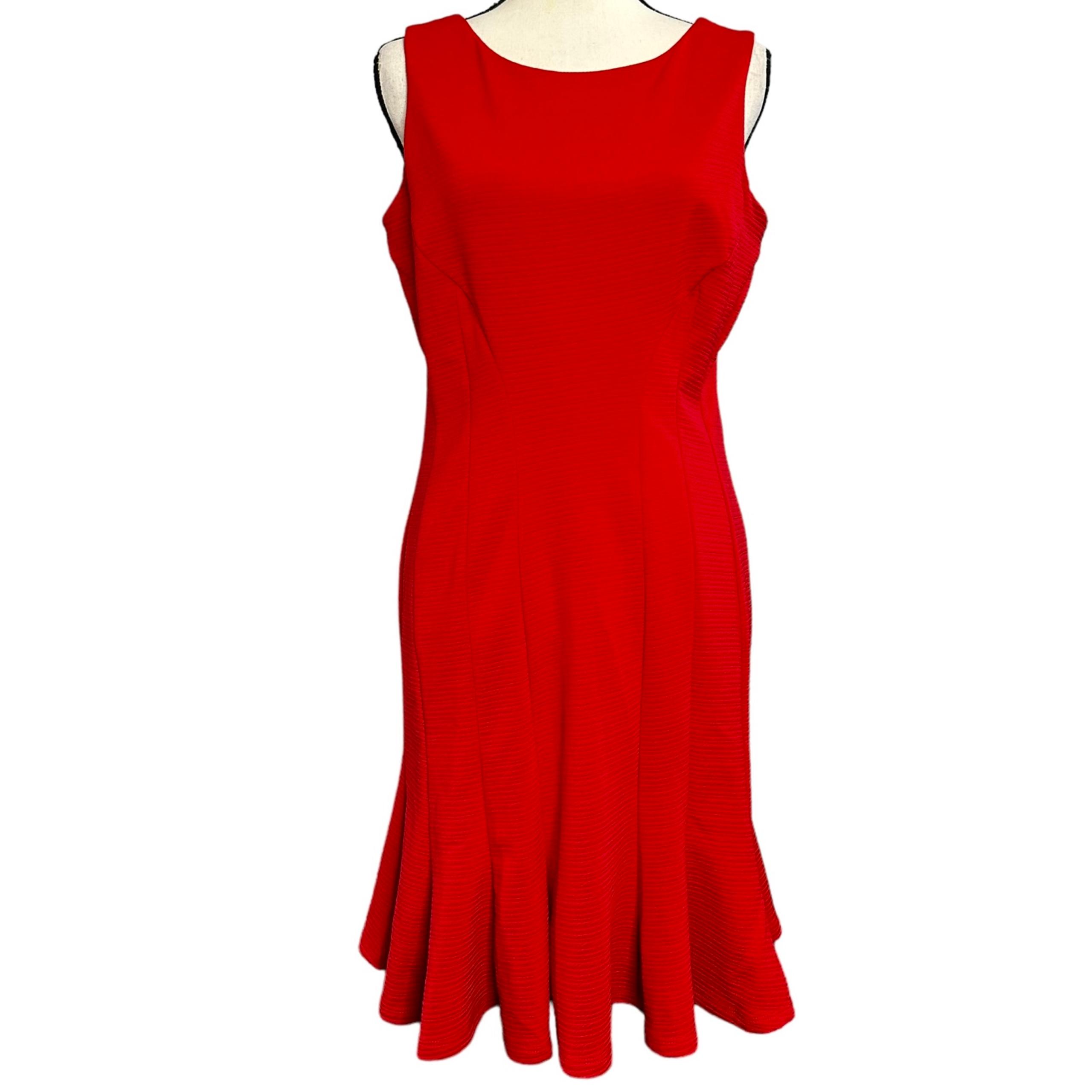 Gabby Skye Dress 8 Red Textured Midi