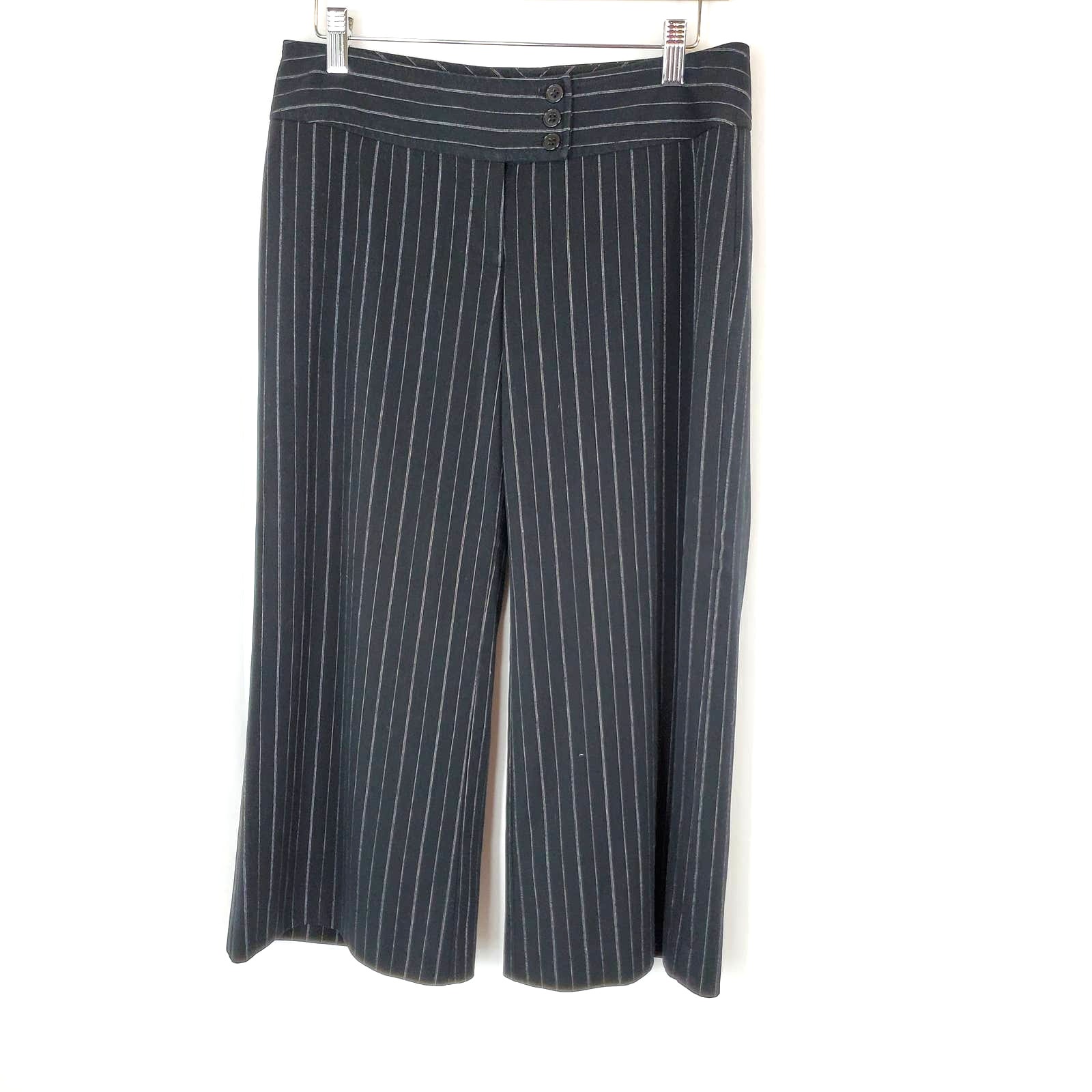 White House Black Market Striped Wide Leg Capri Cropped Pants Women's Size 6
