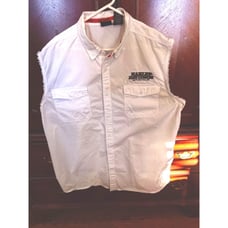 Harley-Davidson Men's 3 XL Sleevless Button Down Blowout Shirt White Embroidered