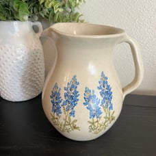 Shakers & Thangs Pottery Texas Magnolia Stoneware Glazed Pitcher - Floral Blue