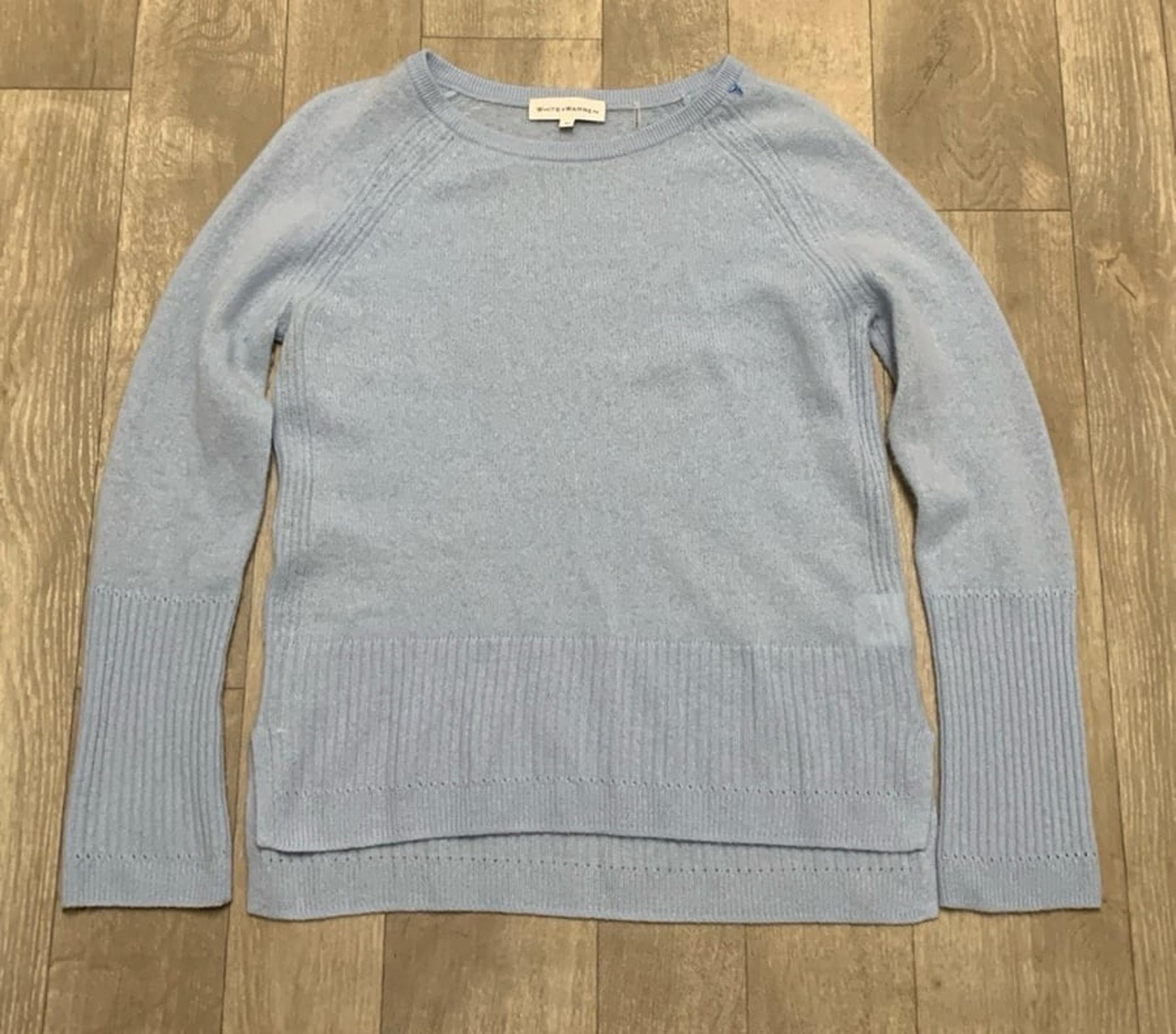 Womens White + Warren 100% Cashmere Pullover Lightweight Ribbed Sweater - White + Warren