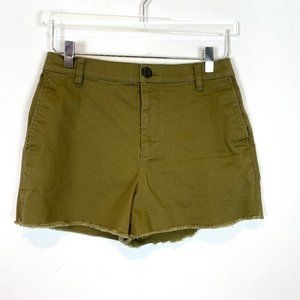Madewell High Rise Green Twill Shorts Super Stretchy Raw Hems Green Size 27