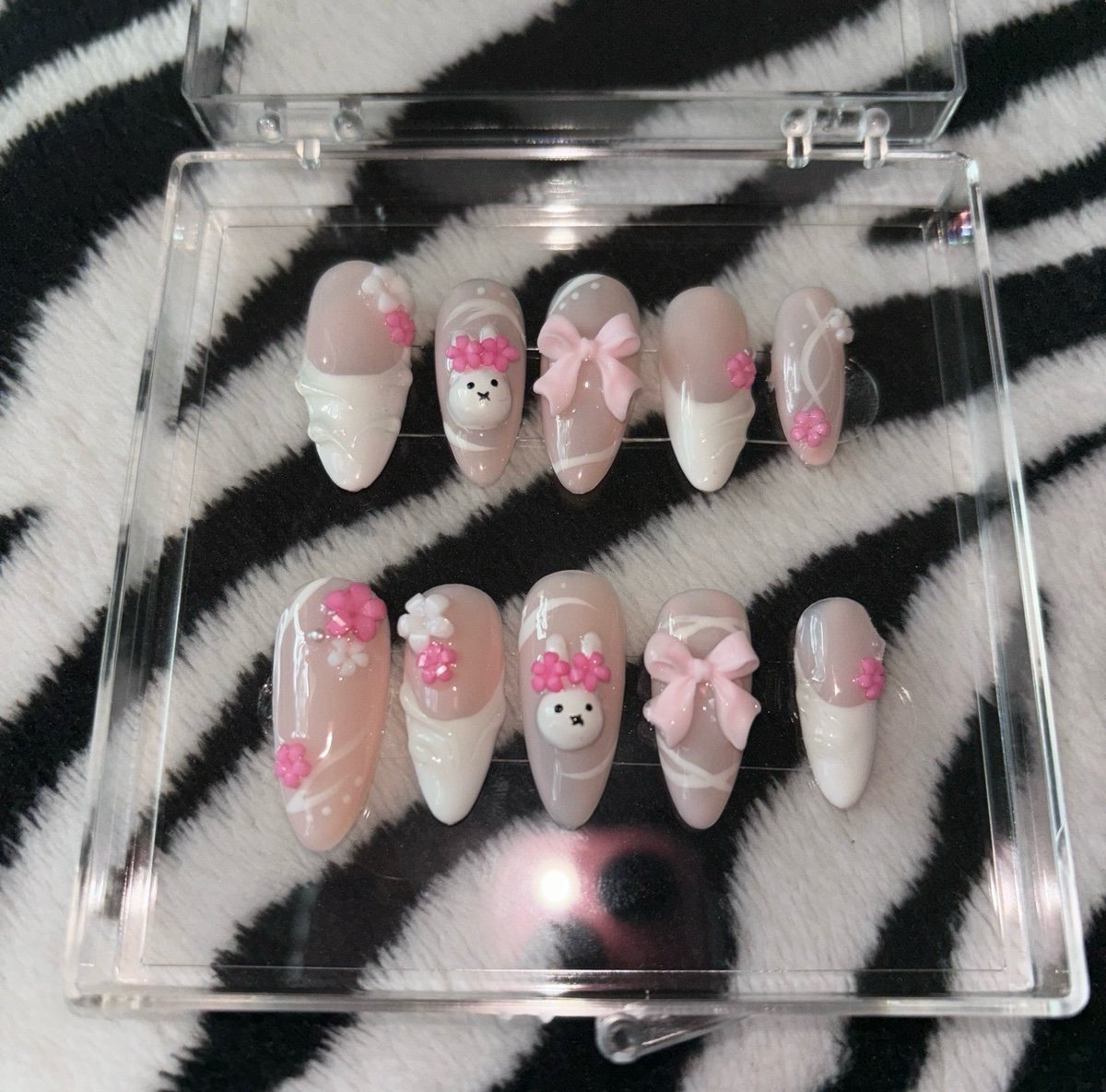 Handmade Pink Miffy Press On Nails