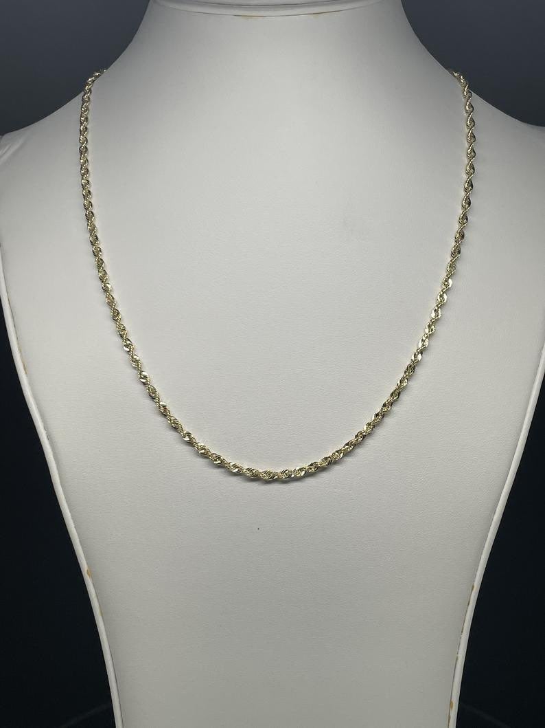 10k gold diamond cut rope chain 22 inche