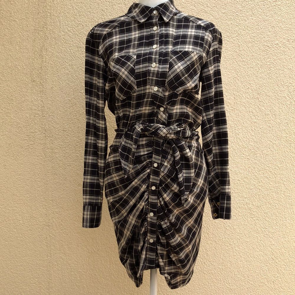 Sierra plaid flannel shirt dress by Veronica Beard