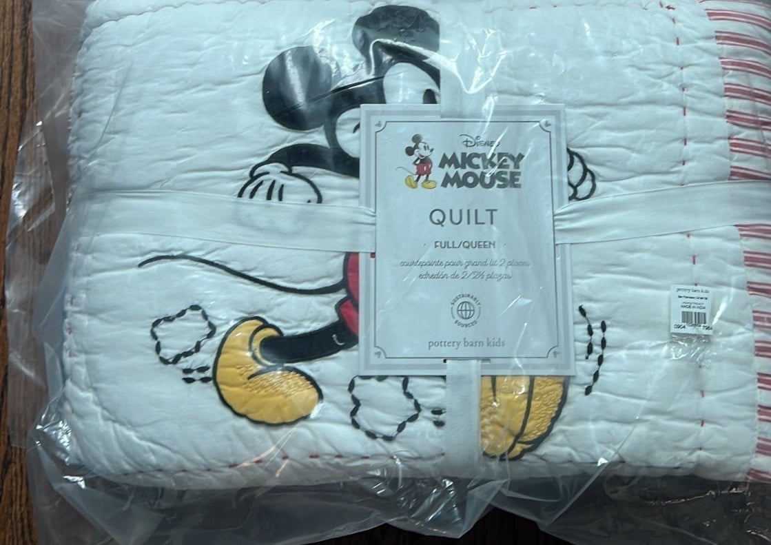 Mickey Mouse Pottery Barn Kids Quilt F/Q set euro sham and full sheets