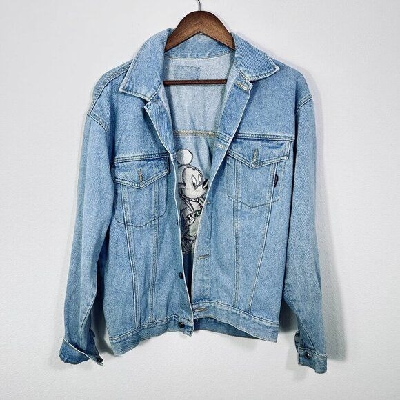Vintage Mickey Mouse Embroidered Disney Light Wash Jean Jacket