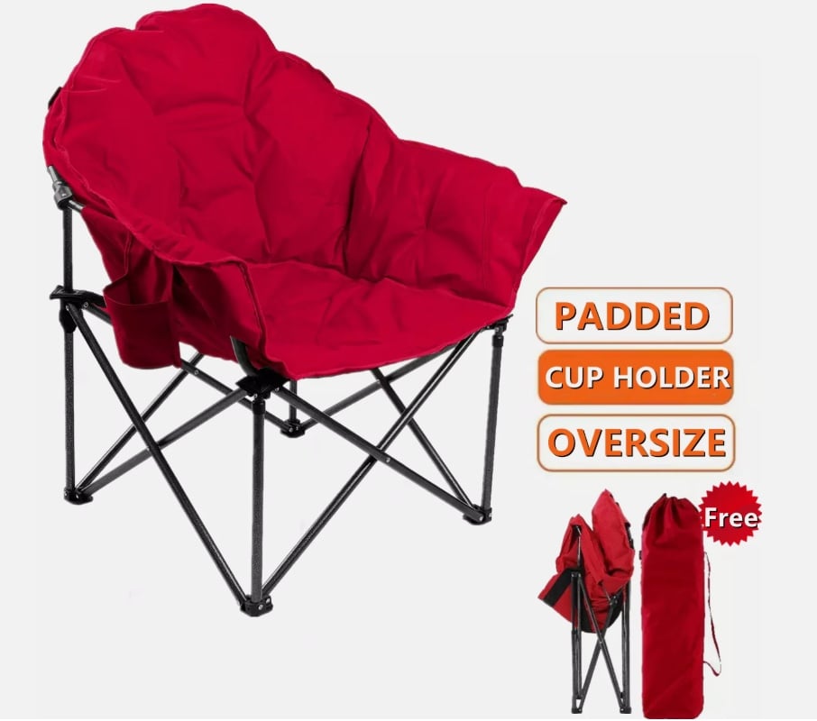 ALPHA CAMP Camping Saucer Chairs Oversize Moon Chair Folding with Carry Bag