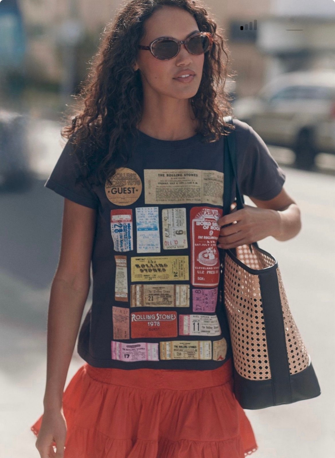 Anthropologie Letluv Rolling Stones Tickets Graphic Tee Size Large NWOT