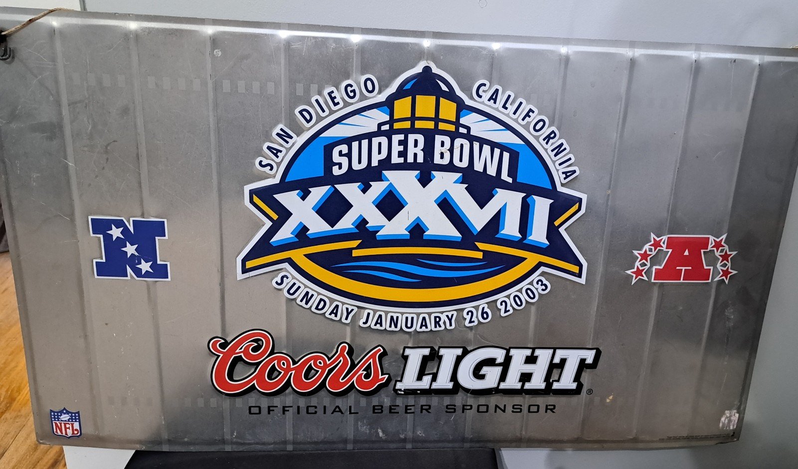 Vintage Ultra Rare 2003 Coors Light Super Bowl XXXVII Metal Sign