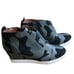 LINEA PAOLA Felicia Wedge Sneakers Black Camo Animal Print Ankle Booties SZ 7.5
