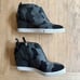 LINEA PAOLA Felicia Wedge Sneakers Black Camo Animal Print Ankle Booties SZ 7.5