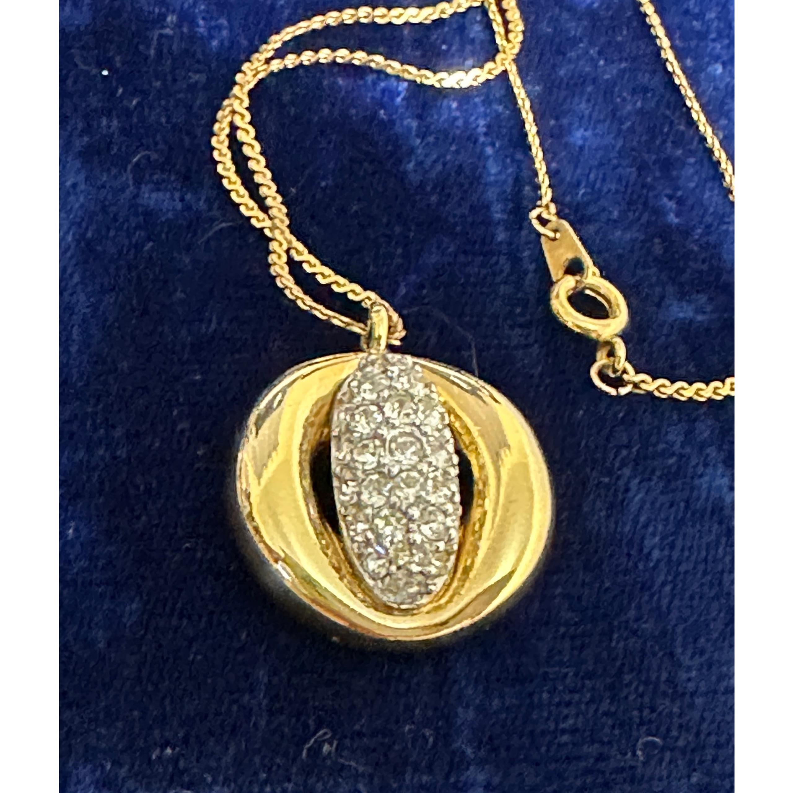 Vintage Givenchy Paris New York 1977 Pendant Necklace – Rhinestone Gold Tone