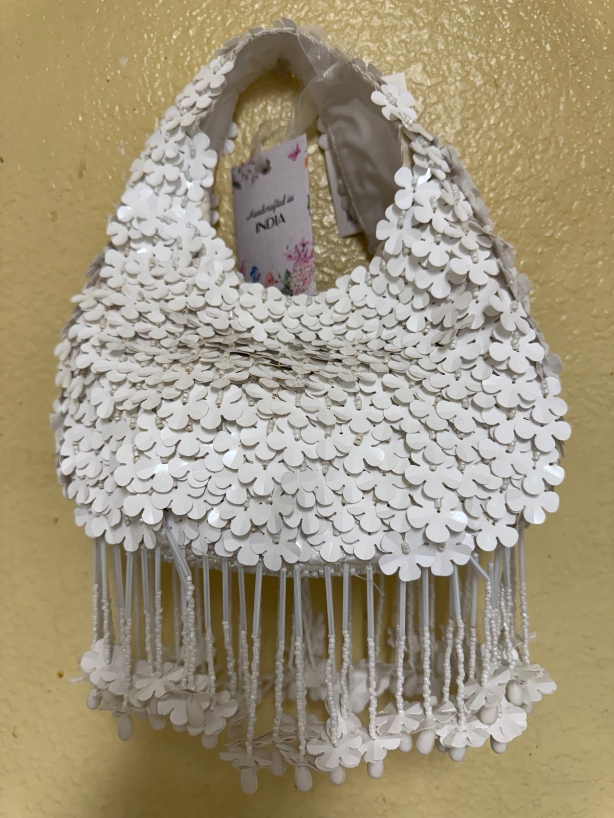 White Flowers Beaded Bag Purse Viral TikTok