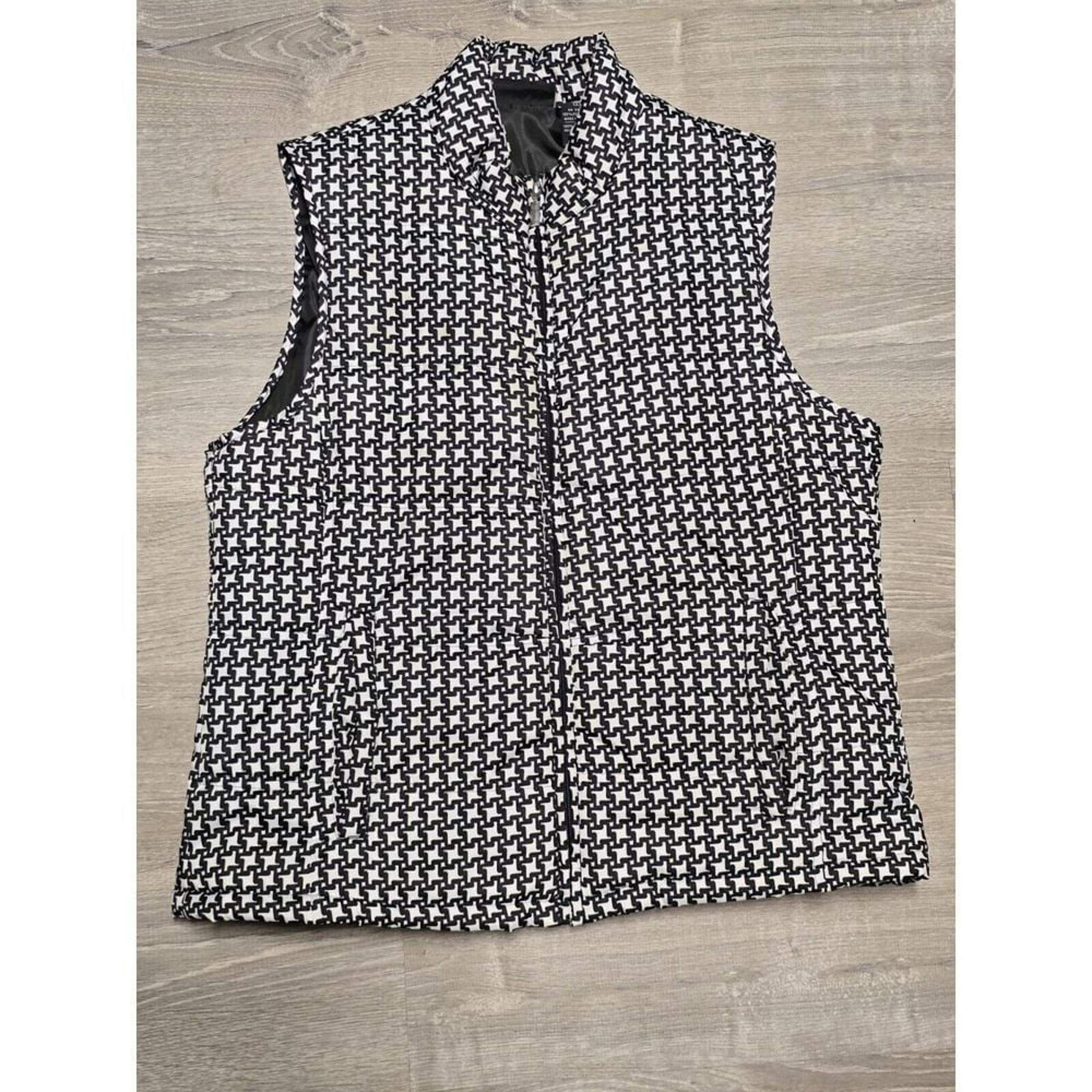 Jane Ashley Women's Black /White  Zip-Up Vest Size Large
