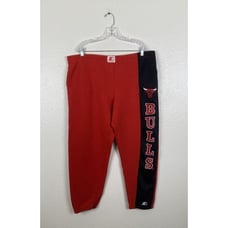 VINTAGE Chicago Bulls Pants Mens Large Red/Black Starter Logo Pockets NBA