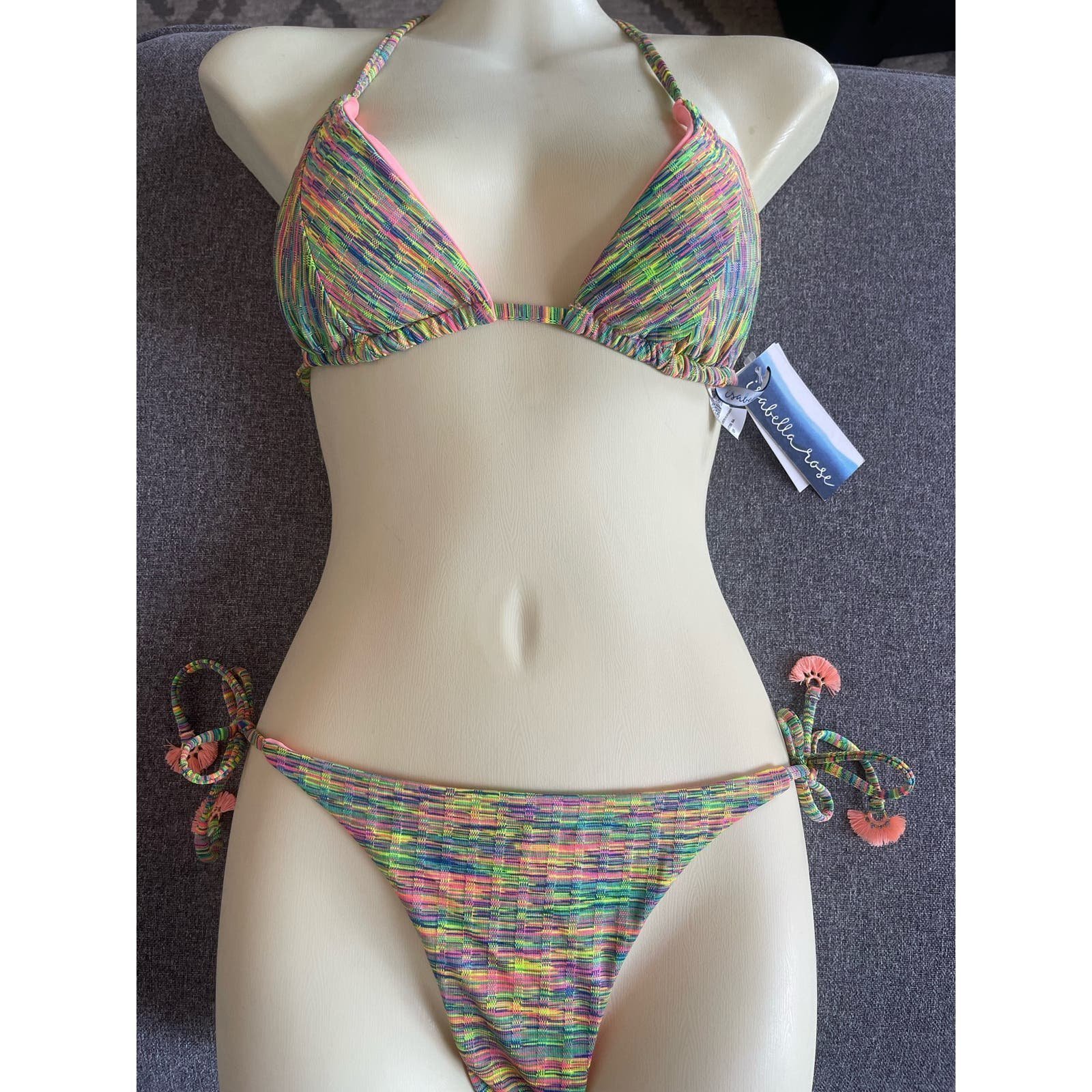 Isabella Rose 2 Piece Bikini Bondi Side Tie Bottoms and Triangle Top Size Small