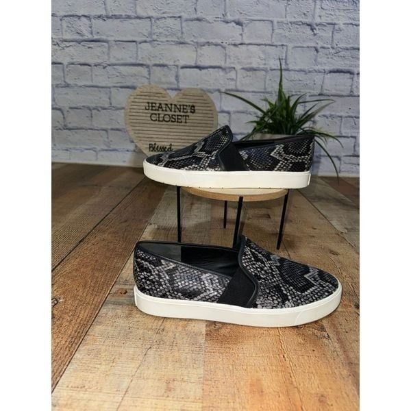 VINCE Granite Gray Snake Padded Blair Platform Slip On Leather Sneakers Size 8
