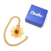 Carolee Matte Gold Tone Crown Starburst Red Rhinestone Statement Necklace Brooch