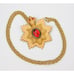 Carolee Matte Gold Tone Crown Starburst Red Rhinestone Statement Necklace Brooch