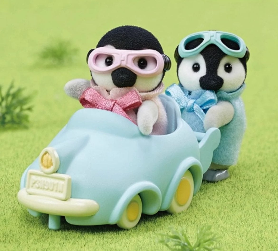 Calico Critters Penguin Baby Twins & Cart Set