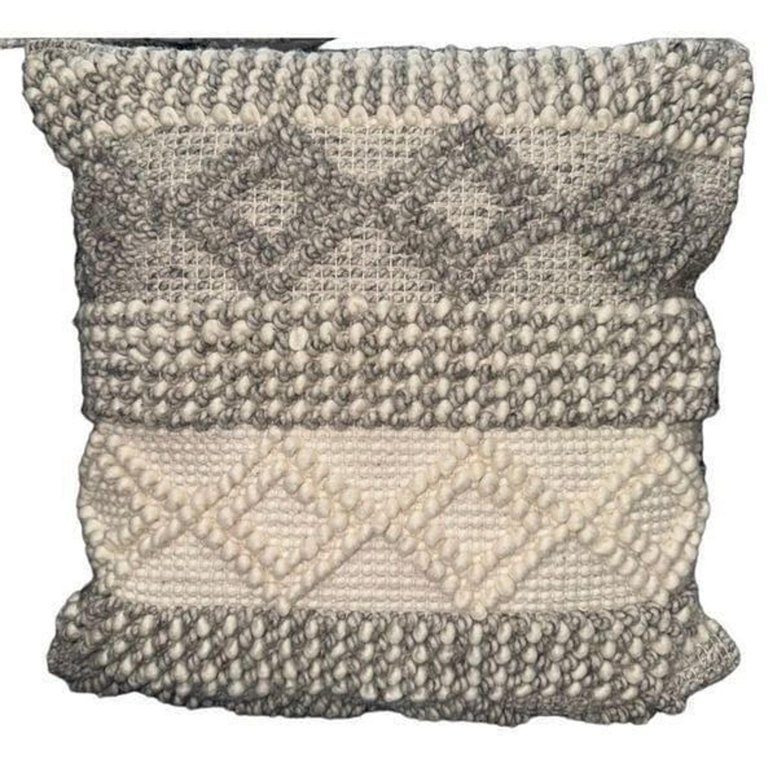 Magnolia Home by Joanna Gaines JOSLIN Throw Pillow~22” Gray Ivory Boho Chunky Kn