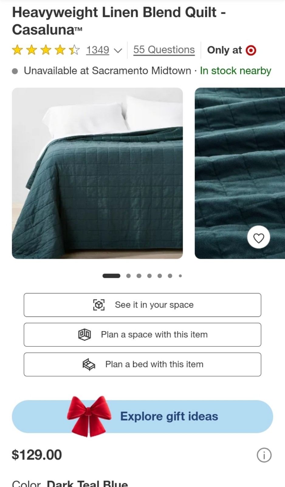 KING CASALUNA heavy weight linen quilt nwot