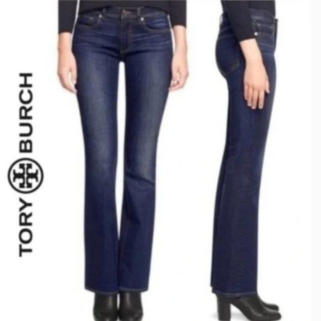Tory Burch Dark Wash Classic Tory Boot Jean 29