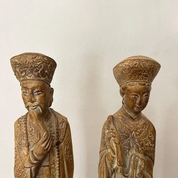 Large hand crafted Japanese Emperor and Empress 22 Inch Figurines
