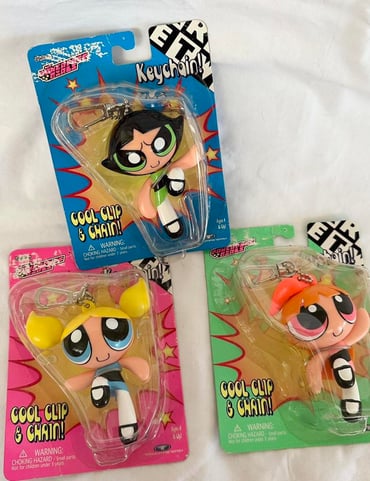 Vintage 1999 Power Puff Girls Keychain Set Of 3
