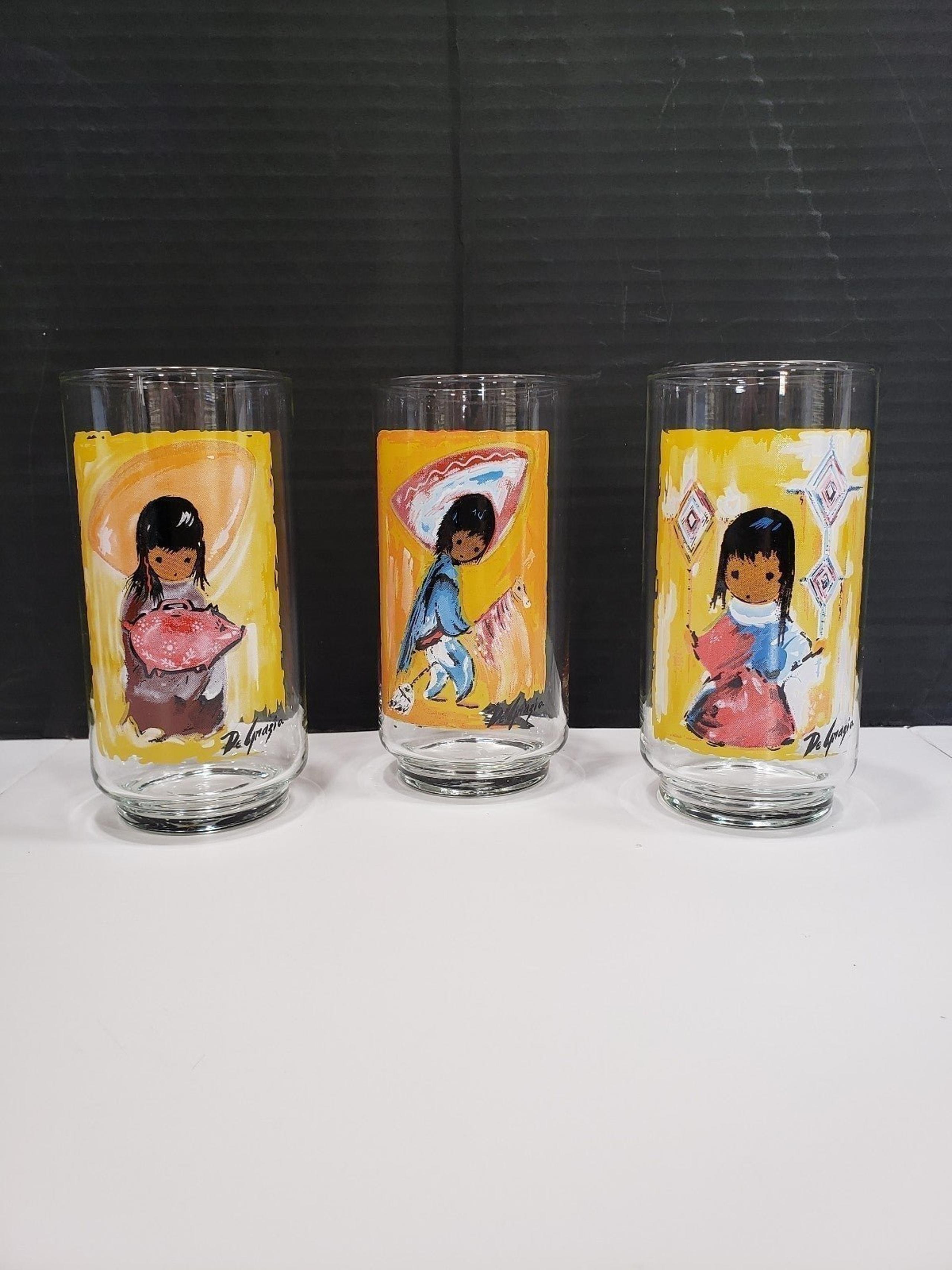 Ted DeGrazia Native American Children Southwestern Art Painted Tumblers 3
