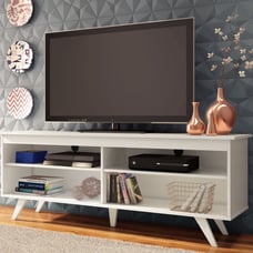 TV Stand for TVs up to 65 with Wire Management and Storage Shelves (White)