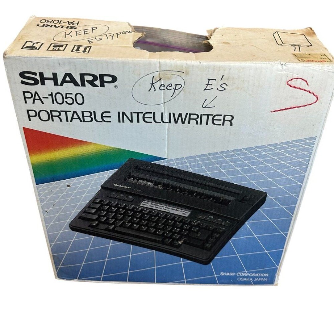 Sharp PA-1050 Portable Intelliwriter Typewriter Vintage Tested Works w/ Box