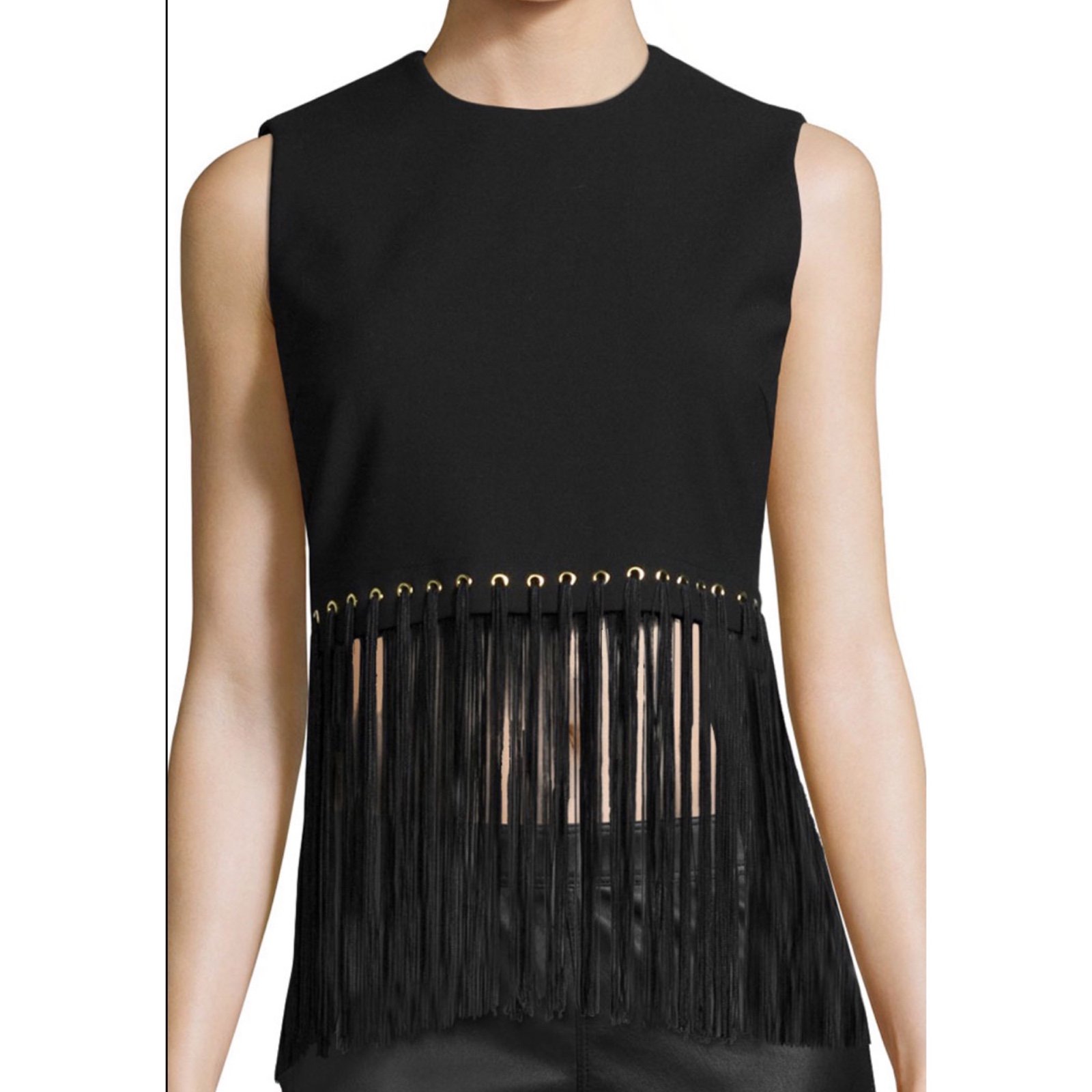 325 Elizabeth & James Piers Fringe Top in Black Sized Large
