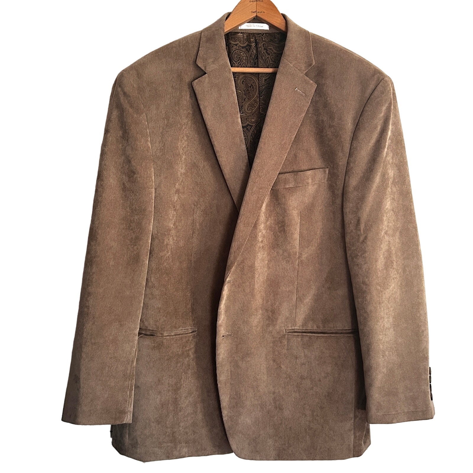 Chaps Mens Corduroy Sport Coat 46 46R Jacket Blazer Wool Brown Tan