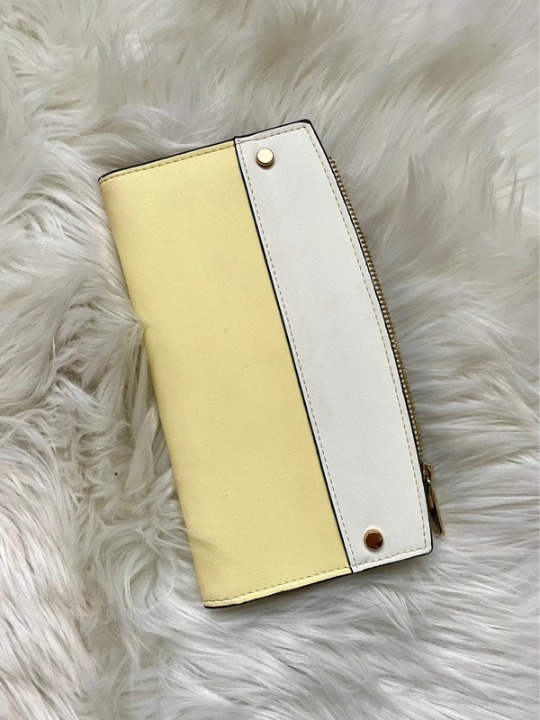 yellow and white wallet