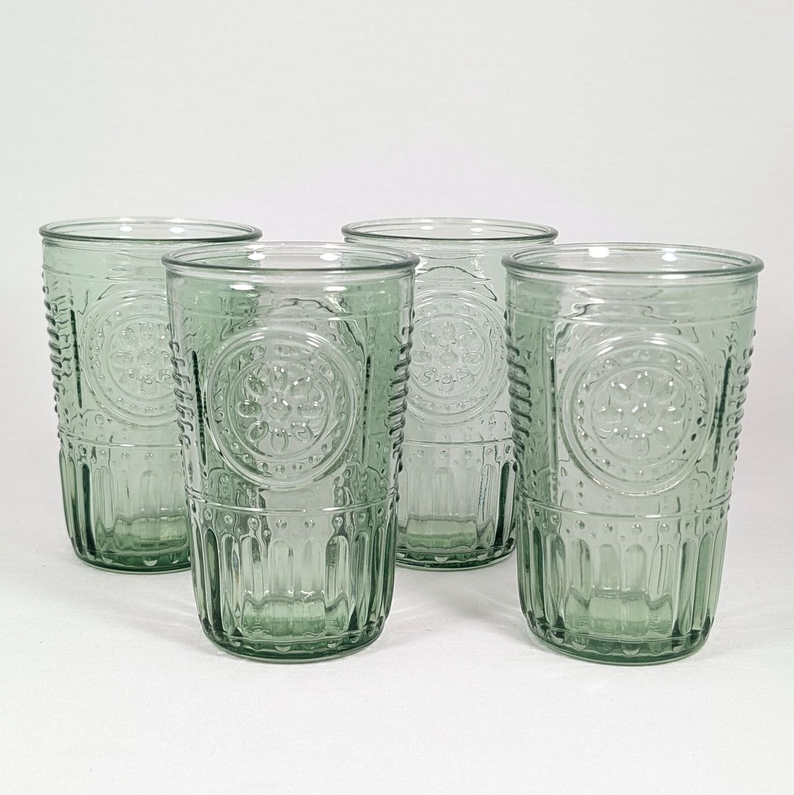 Bormioli Rocco Romantic Candy 4 Water Drinking Glasses 11.5 oz Mint Green Italy