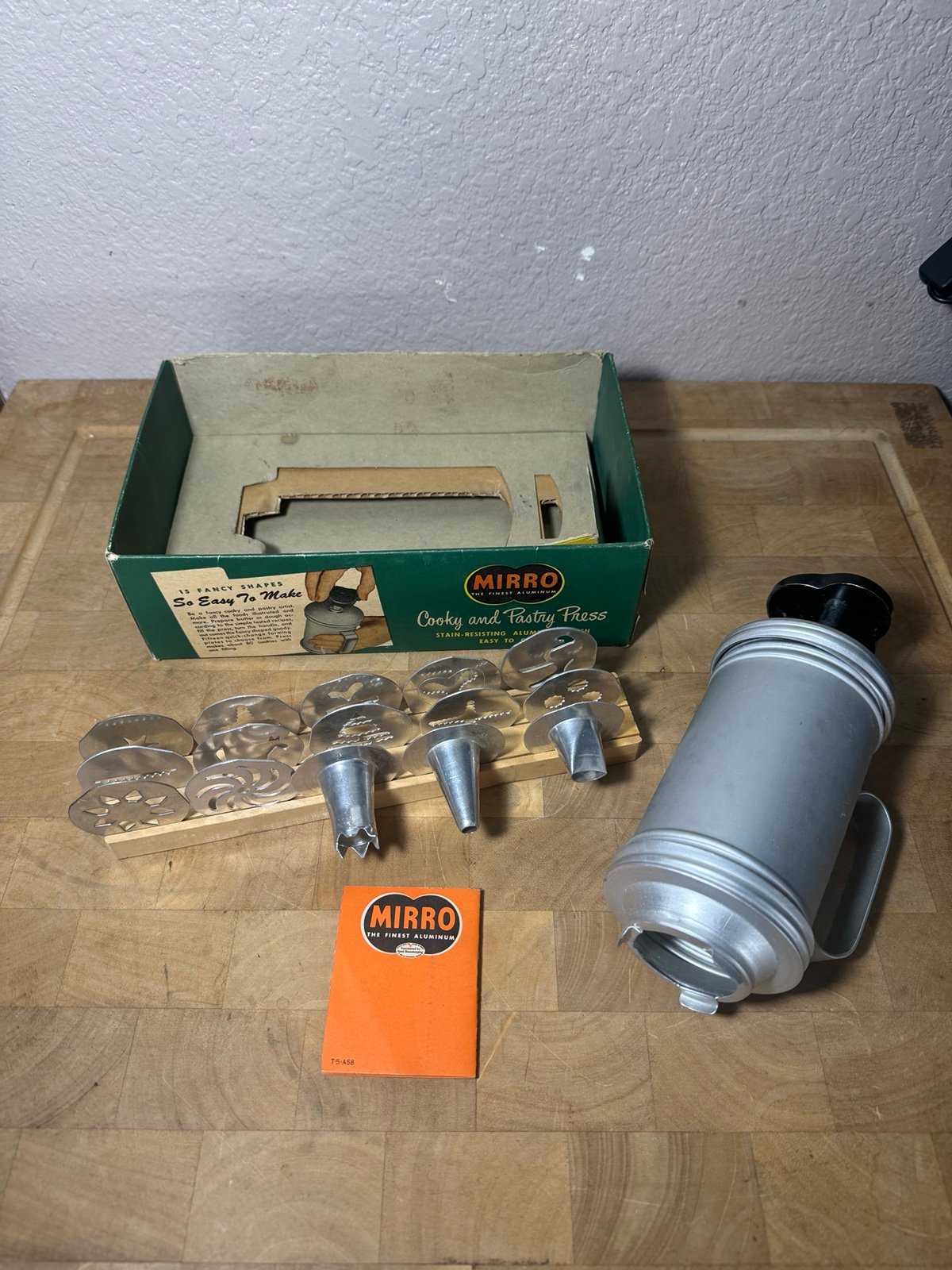 Vintage Mirro Cookie Cooky Pastry Press Spritz 12 Disc 3 Tips Complete in Box