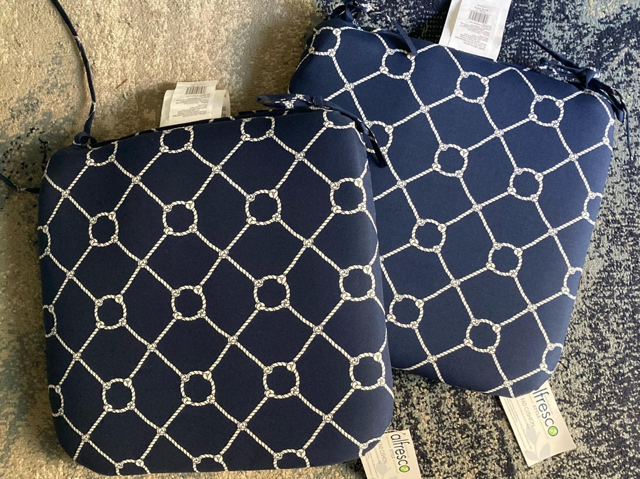 NAUTICAL BLUE ROPE SEAT PAD CUSHIONS (SET OF 2)