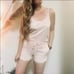 NEW ANTHROPOLOGIE Cloth & Stone Cream Pink Deep V Back Tank Shorts Romper Large