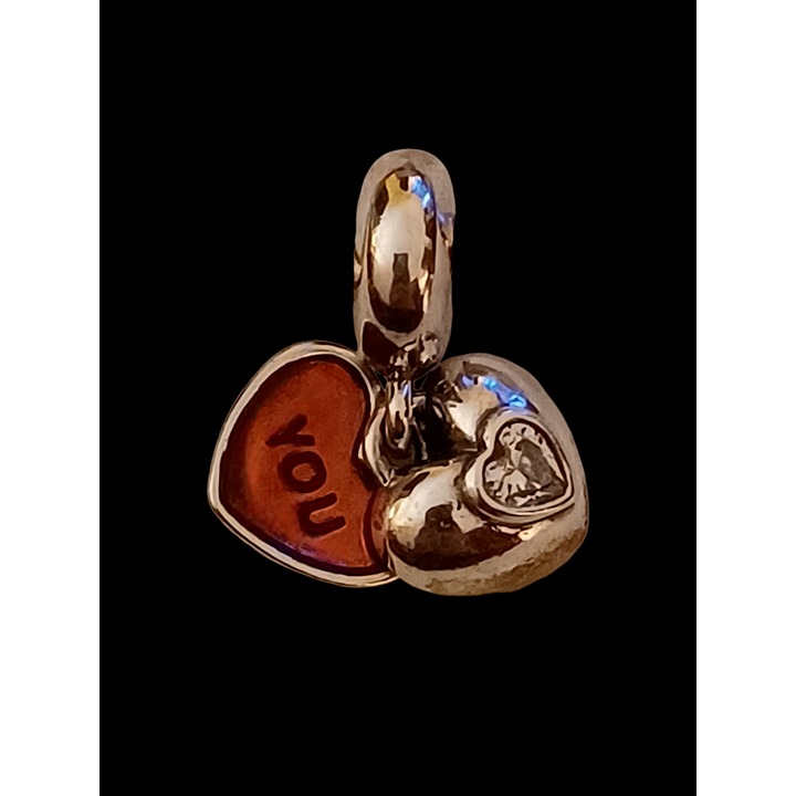 Pandora You And Me Enamel Dangle Heart Bracelet Charm